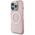Etui Guess IML Metal Mountain Logo MagSafe na iPhone 16 Pro Max - różowe