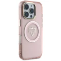 Etui Guess IML Metal Mountain Logo MagSafe na iPhone 16 Pro Max - różowe