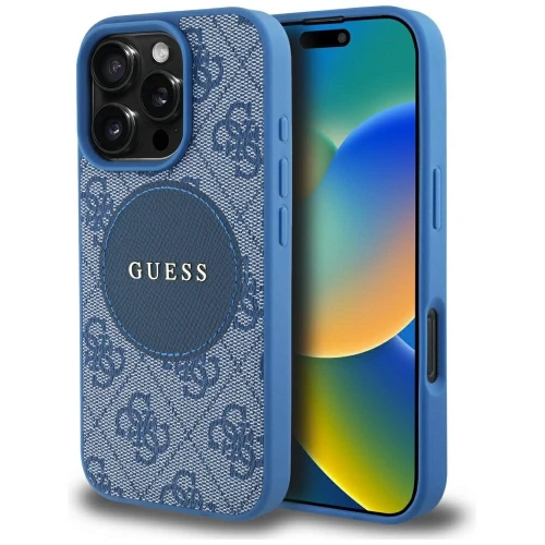 Etui Guess 4G Circle Classic Logo MagSafe na iPhone 16 Pro Max - niebieskie