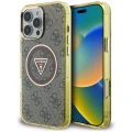 Etui Guess IML Metal Glitter 4G Circle Triangle MagSafe na iPhone 16 Pro Max - brązowe