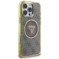 Etui Guess IML Metal Glitter 4G Circle Triangle MagSafe na iPhone 16 Pro Max - brązowe