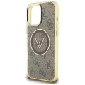 Etui Guess IML Metal Glitter 4G Circle Triangle MagSafe na iPhone 16 Pro Max - brązowe