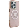 Etui Guess IML Metal Glitter 4G Circle Triangle MagSafe na iPhone 16 Pro Max - różowe