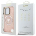 Etui Guess IML Metal Glitter 4G Circle Triangle MagSafe na iPhone 16 Pro Max - różowe