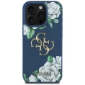 Etui Guess Grained Roses Big 4G logo na iPhone 16 Pro Max - niebieskie