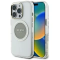 Etui Guess IML Metal Colored Circle Classic Logo MagSafe na iPhone 16 Pro Max - szare