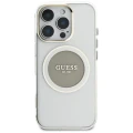Etui Guess IML Metal Colored Circle Classic Logo MagSafe na iPhone 16 Pro Max - szare