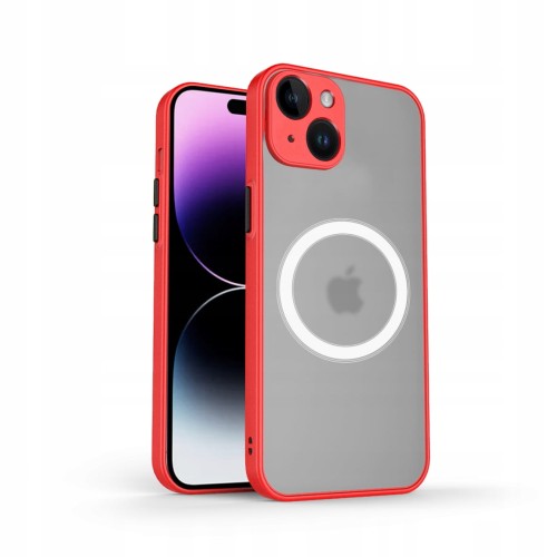 ETUI MATOWE MAGSAFE OCHRONA APARATU DO IPHONE 15 PLUS - RED
