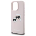 Etui Karl Lagerfeld Silicone nauble Heads Print MagSafe na iPhone 16 Pro Max - różowe