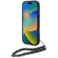Etui Karl Lagerfeld Saffiano Crystals w/Chain na iPhone 16 Pro Max - czarne