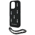 Etui Karl Lagerfeld Saffiano Crystals w/Chain na iPhone 16 Pro Max - czarne