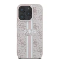 Etui Guess 4G Printed Stripes MagSafe na iPhone 16 Pro - różowe