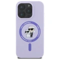 Etui Karl Lagerfeld Silicone Karl&Choupette Heads Ring MagSafe na iPhone 16 Pro - fioletowe
