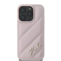 Etui Karl Lagerfeld Quilted Signature na iPhone 16 Pro - różowe