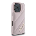 Etui Karl Lagerfeld Quilted Signature na iPhone 16 Pro - różowe