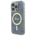 Etui Guess IML 4G MagSafe na iPhone 16 Pro - niebieskie