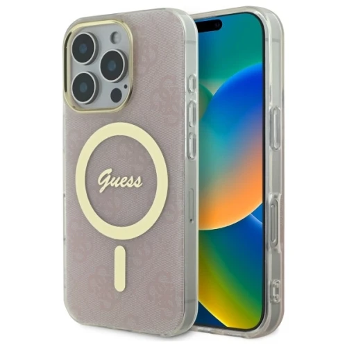 Etui Guess IML 4G MagSafena iPhone 16 Pro - różowe