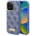 Etui Guess 4G Logo Plate MagSafe na iPhone 16 Pro - niebieskie
