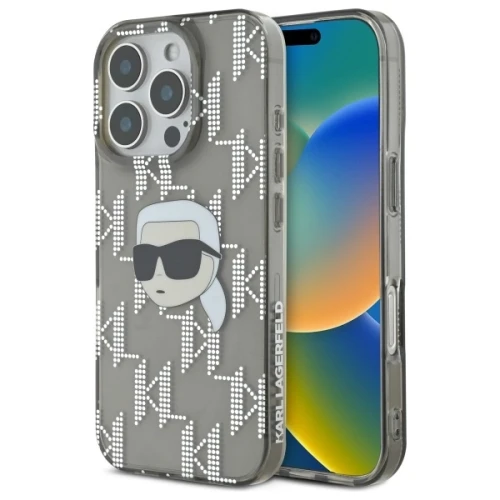 Etui Karl Lagerfeld IML Karl Head Electroplated na iPhone 16 Pro - czarne