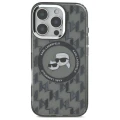 Etui Karl Lagerfeld IML Monogram Karl & Choupette Head MagSafe na iPhone 16 Pro - czarne