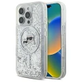 Etui Karl Lagerfeld Liquid Glitter Karl & Choupette Head Magsafe na iPhone 16 Pro - przezroczyste