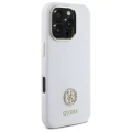 Etui Guess Silicone Logo Strass 4G na iPhone 16 Pro - białe