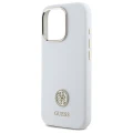 Etui Guess Silicone Logo Strass 4G na iPhone 16 Pro - białe