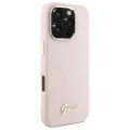 Etui Guess Silicone Script Metal Logo & Frame na iPhone 16 Pro - różowe