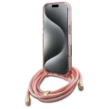 Etui Guess Crossbody Cord Script MagSafe na iPhone 16 Pro - różowe