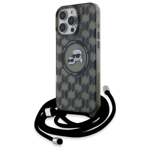 Etui Karl Lagerfeld IML Crossbody Monogram Karl & Choupette Head MagSafe na iPhone 16 Pro - czarne
