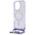 Etui Guess Crossbody Cord Script MagSafe na iPhone 16 Pro - fioletowe