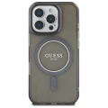 Etui Guess IML Glitter Circle MagSafe na iPhone 16 Pro - czarne