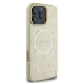 Etui Guess Saffiano Peony Classic Logo MagSafe na iPhone 16 Pro - złote