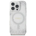 Etui Guess Resin Gradient Glitter MagSafe na iPhone 16 Pro - srebrne