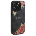 Etui Guess 4G Flowers Print MagSafe na iPhone 16 Pro 6.3" - czarne