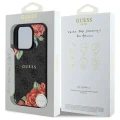 Etui Guess 4G Flowers Print MagSafe na iPhone 16 Pro 6.3" - czarne