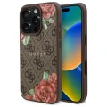 Etui Guess 4G Flowers Print MagSafe na iPhone 16 Pro 6.3" - brązowe