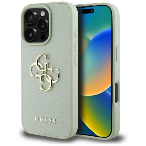Etui Guess Grained Big 4G Logo Small Classic Logo na iPhone 16 Pro - zielone