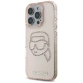 Etui Karl Lagerfeld IML Rhinestones Karl Head do iPhone 16 Pro różowy