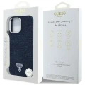 Etui Guess Denim Triangle Logo MagSafe na iPhone 16 Pro - niebieskie