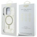 Etui Guess Resin Flowers Glitter MagSafe na iPhone 16 Pro - beżowe