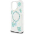Etui Guess Resin Flowers Glitter MagSafe na iPhone 16 Pro - przezroczysto-zielone