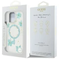 Etui Guess Resin Flowers Glitter MagSafe na iPhone 16 Pro - przezroczysto-zielone