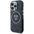 Etui Guess IML Metal Glitter 4G Circle Triangle MagSafe na iPhone 16 Pro - czarne