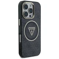 Etui Guess IML Metal Glitter 4G Circle Triangle MagSafe na iPhone 16 Pro - czarne