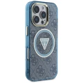 Etui Guess IML Metal Glitter 4G Circle Triangle MagSafe na iPhone 16 Pro - niebieskie
