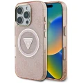 Etui Guess IML Metal Glitter 4G Circle Triangle MagSafe na iPhone 16 Pro - różowe