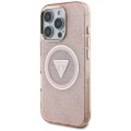 Etui Guess IML Metal Glitter 4G Circle Triangle MagSafe na iPhone 16 Pro - różowe