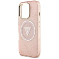 Etui Guess IML Metal Glitter 4G Circle Triangle MagSafe na iPhone 16 Pro - różowe