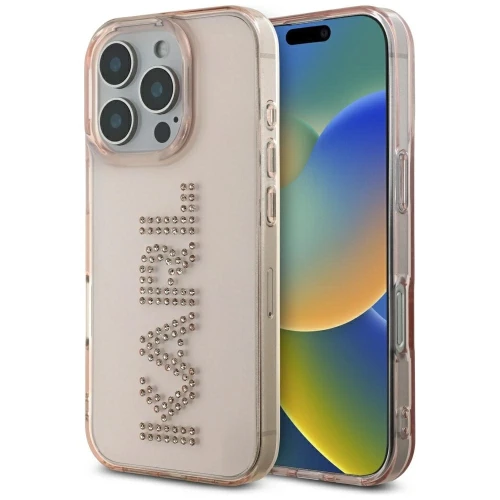 Etui Karl Lagerfeld IML Rhinestones Logo na iPhone 16 Pro - różowe